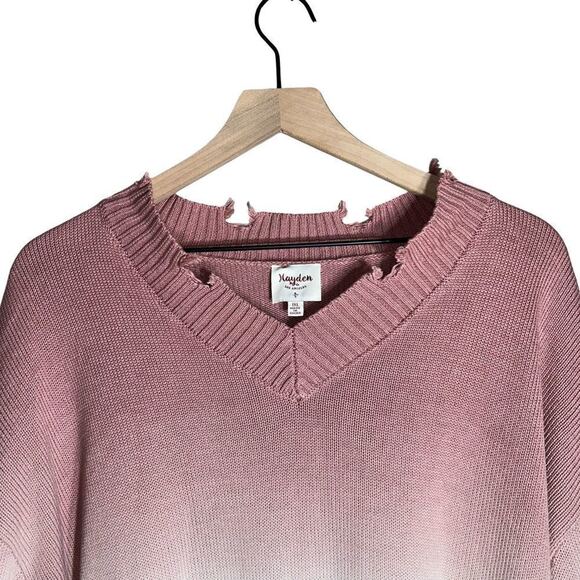 Hayden Pink Ombre Sweater with Distressed Cuffs - Size 1XL - Picture 7 of 7